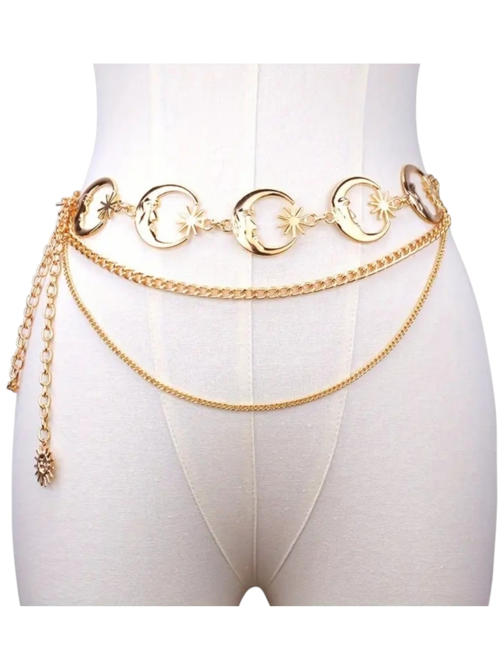 NEW Gold Color Moon Link Chain Belt - Gothic  Waist Accessory